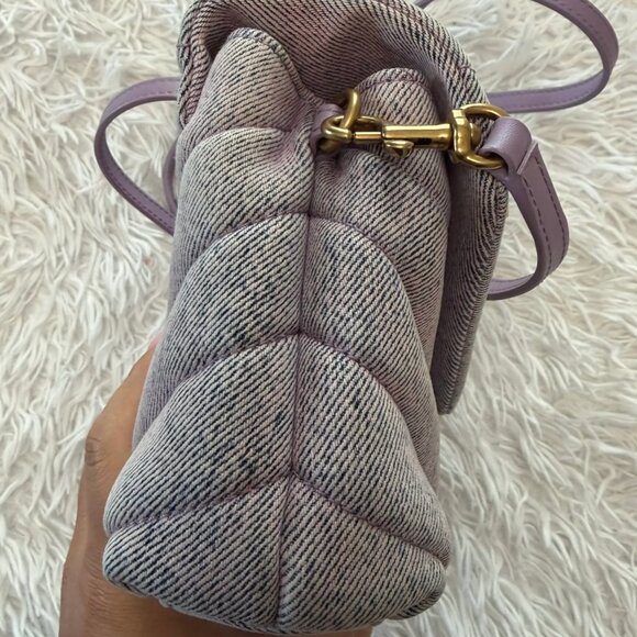Saint Laurent Denim Y Quilted Monogram Toy Loulou Crossbody Bag Bleached Lilac - Picture 6 of 12